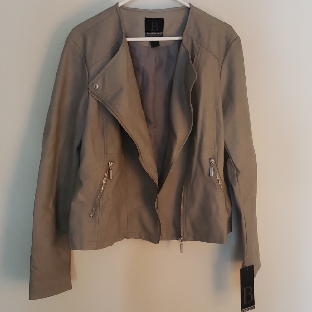 Light gray/tan leather-like jacket